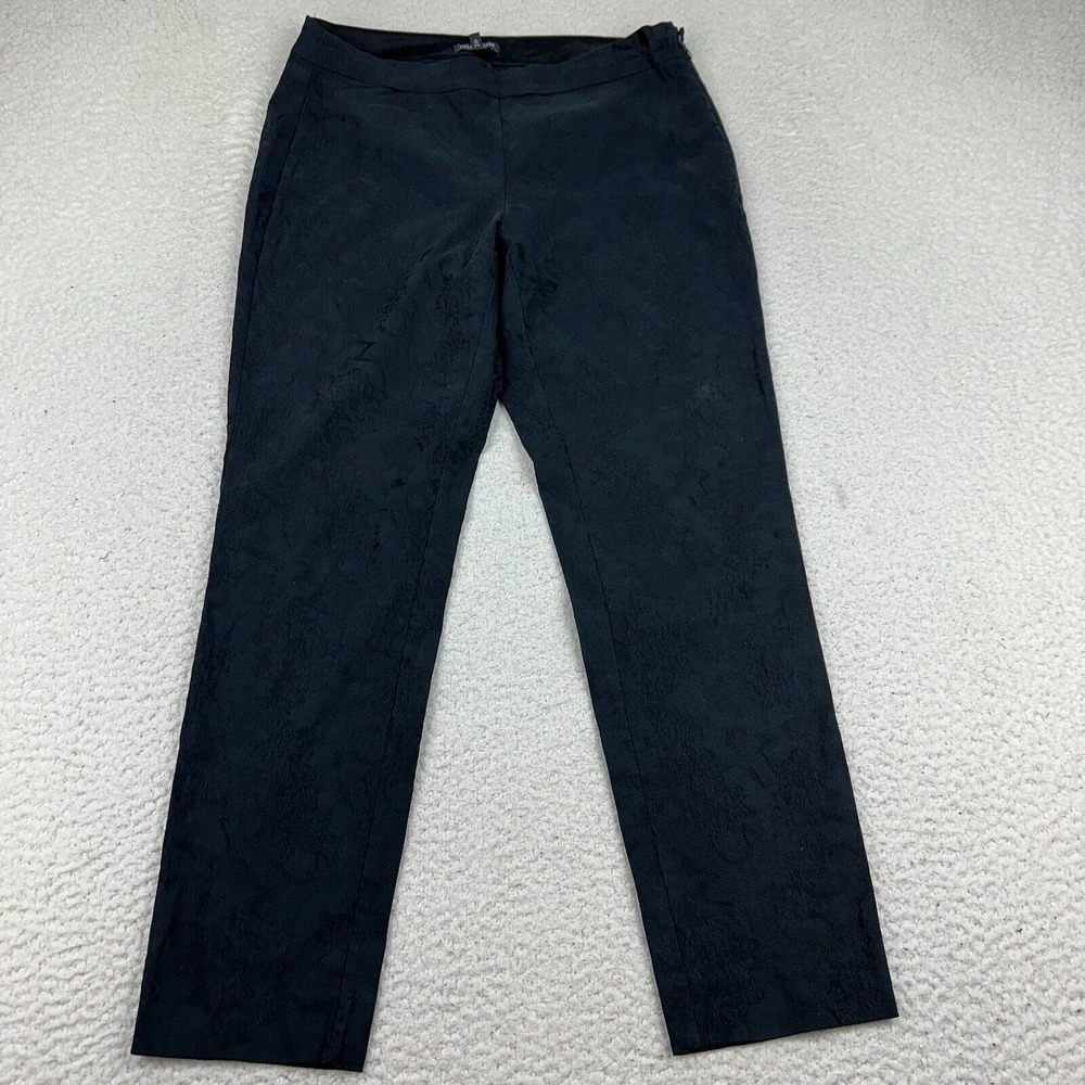 Eileen Fisher Pants Womens‎ Small Jacquard Slim Ankle Stretch Side Zip Black